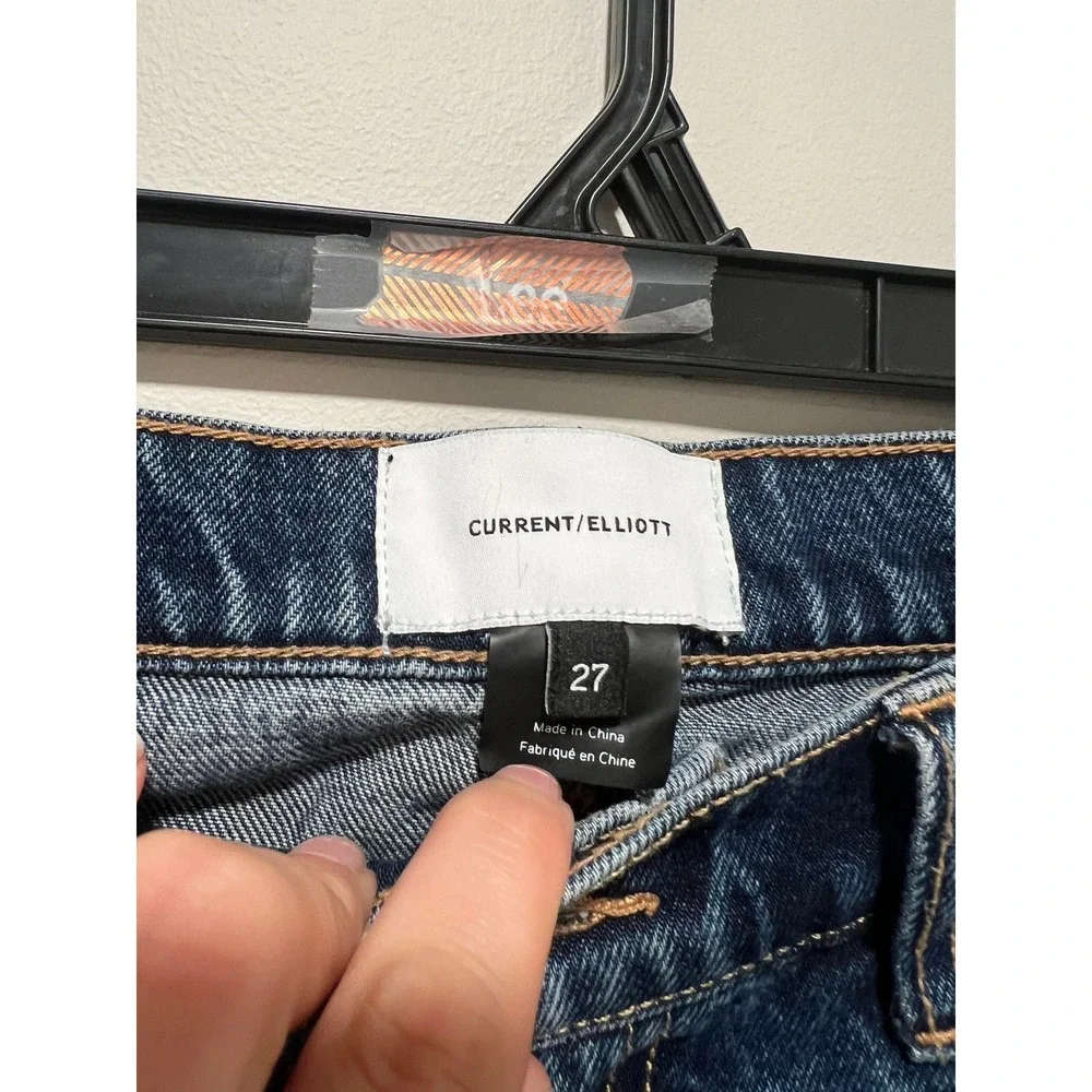 Current/Elliot Crop Jeans Distressing Medium Wash Plaid Women Size 27